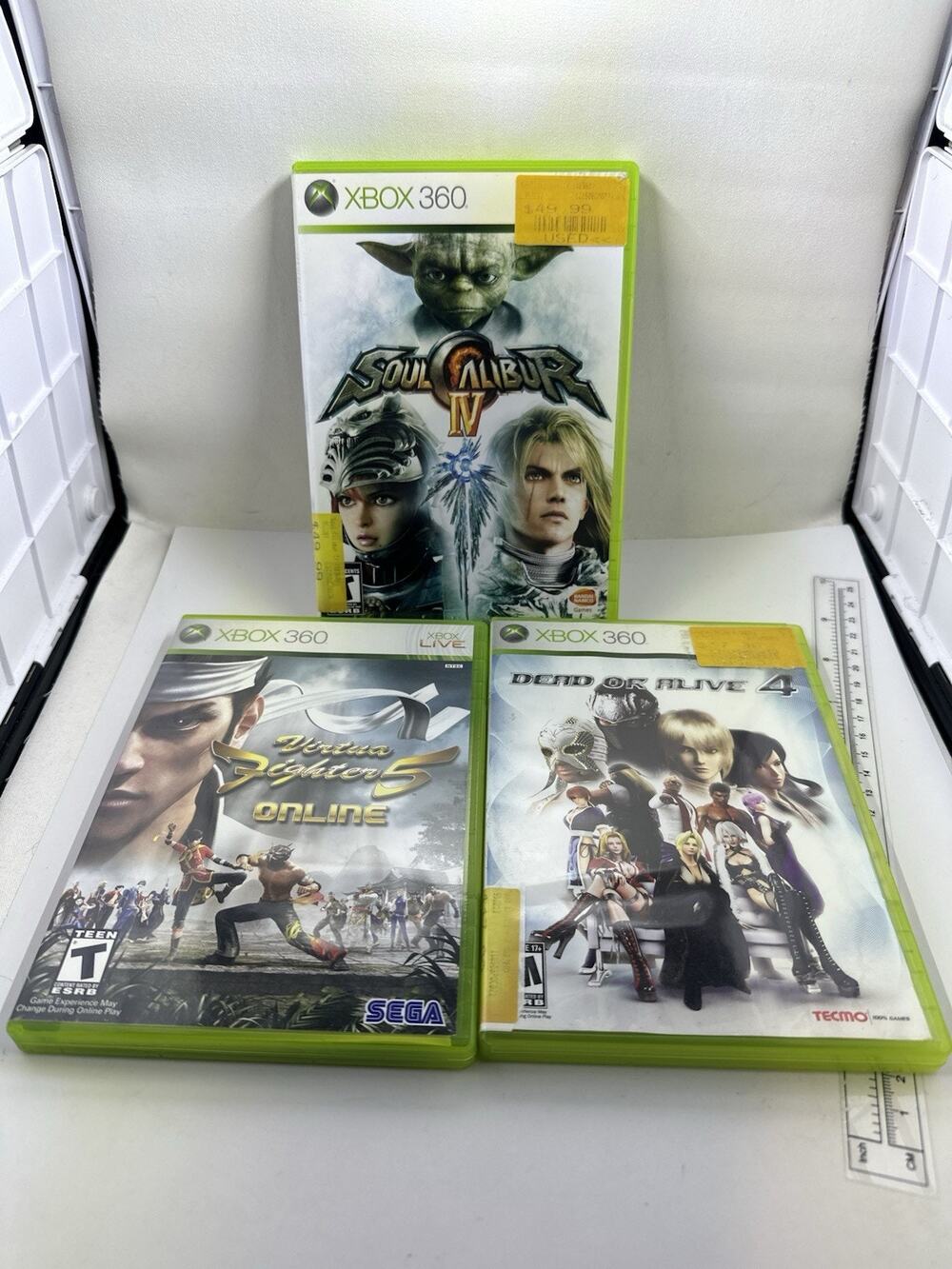 Fighting Games Bundle Dead or Alive 4 Soul Calibur IV Virtual Fighter 5 Xbox 360